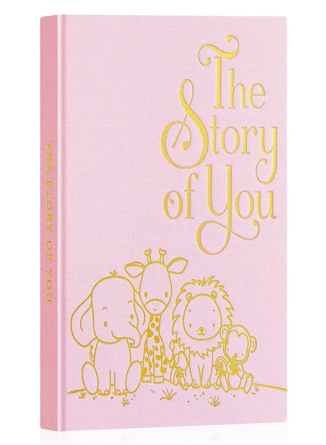 Lanpn Baby Memory Book for Boy Girl - The Story of You, Newborn Babys Book Keepsake Photo Album for New Parents, Linen Cover Baby First 5 Year Milestone Scrapbook Journal (Pink, 154 Pages) - Image 1